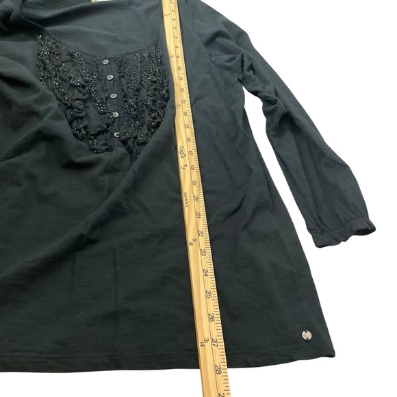 Denim & Supply Ralph Lauren Black Scoop Neck 3/4 Sleeve Embellished Blouse - Picture 6 of 7